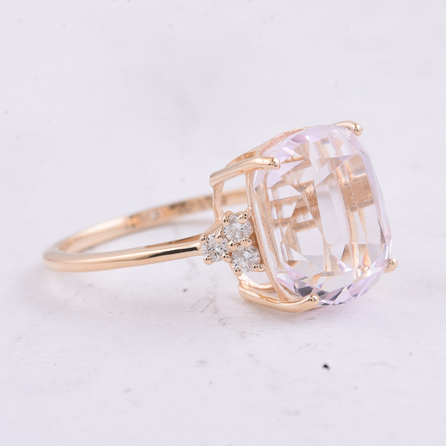 8.20 Ct Cushion Natural Kunzite 14K Gold Ring
