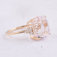 8.20 Ct Cushion Natural Kunzite 14K Gold Ring
