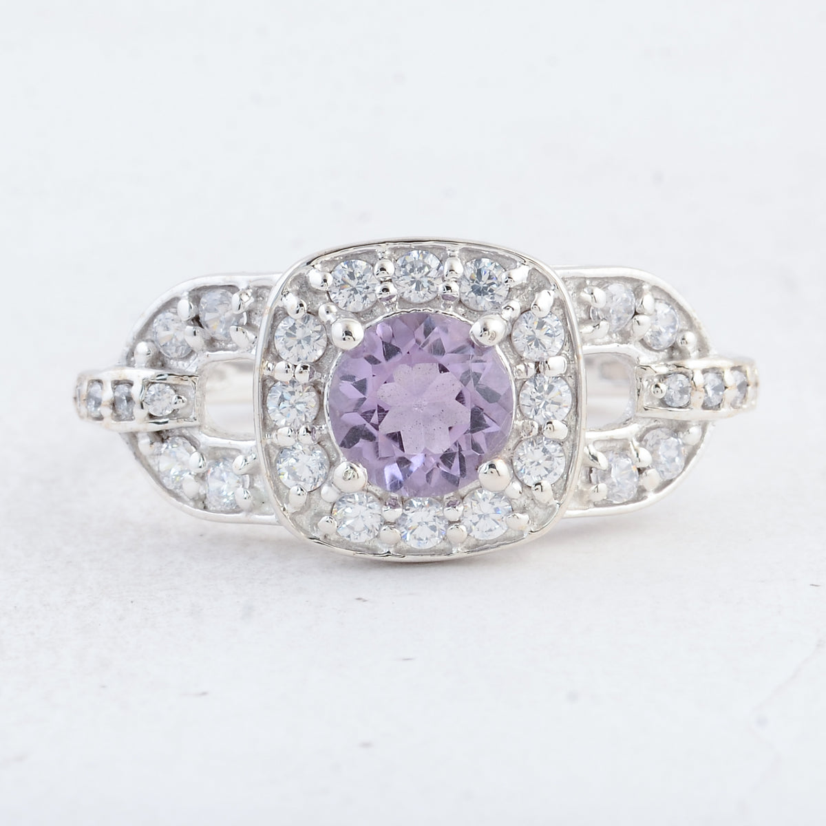 2.52 Ct Round Amethyst 925 Sterling Silver Ring