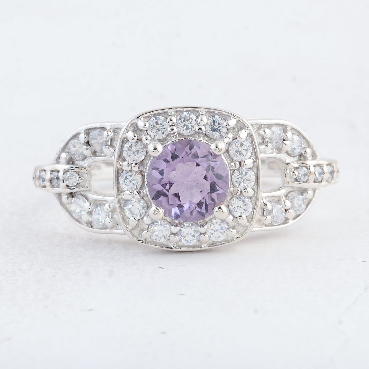 2.52 Ct Round Amethyst 925 Sterling Silver Ring