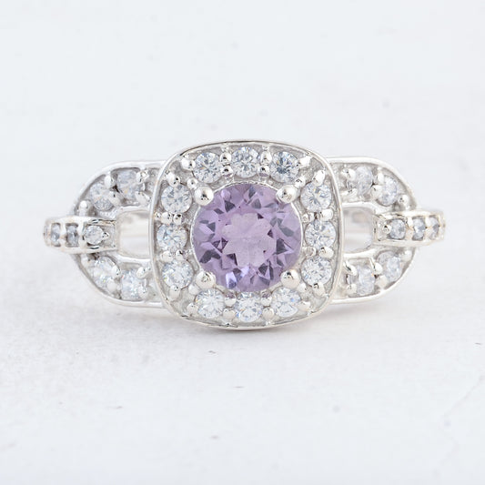 2.52 Ct Round Amethyst 925 Sterling Silver Ring