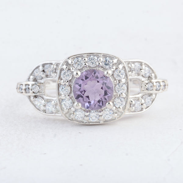 2.52 Ct Round Amethyst 925 Sterling Silver Ring