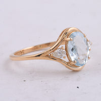 1.25 Ct Oval Natural Aquamarine 14K Gold Ring