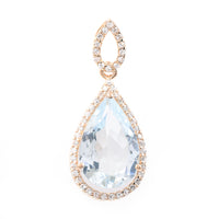 2.41 Ct Pear Mixed Cut Natural Aquamarine 14K Gold Pendant