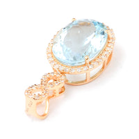 3.27 Ct Oval Mixed Cut Natural Aquamarine 14K Gold Pendant