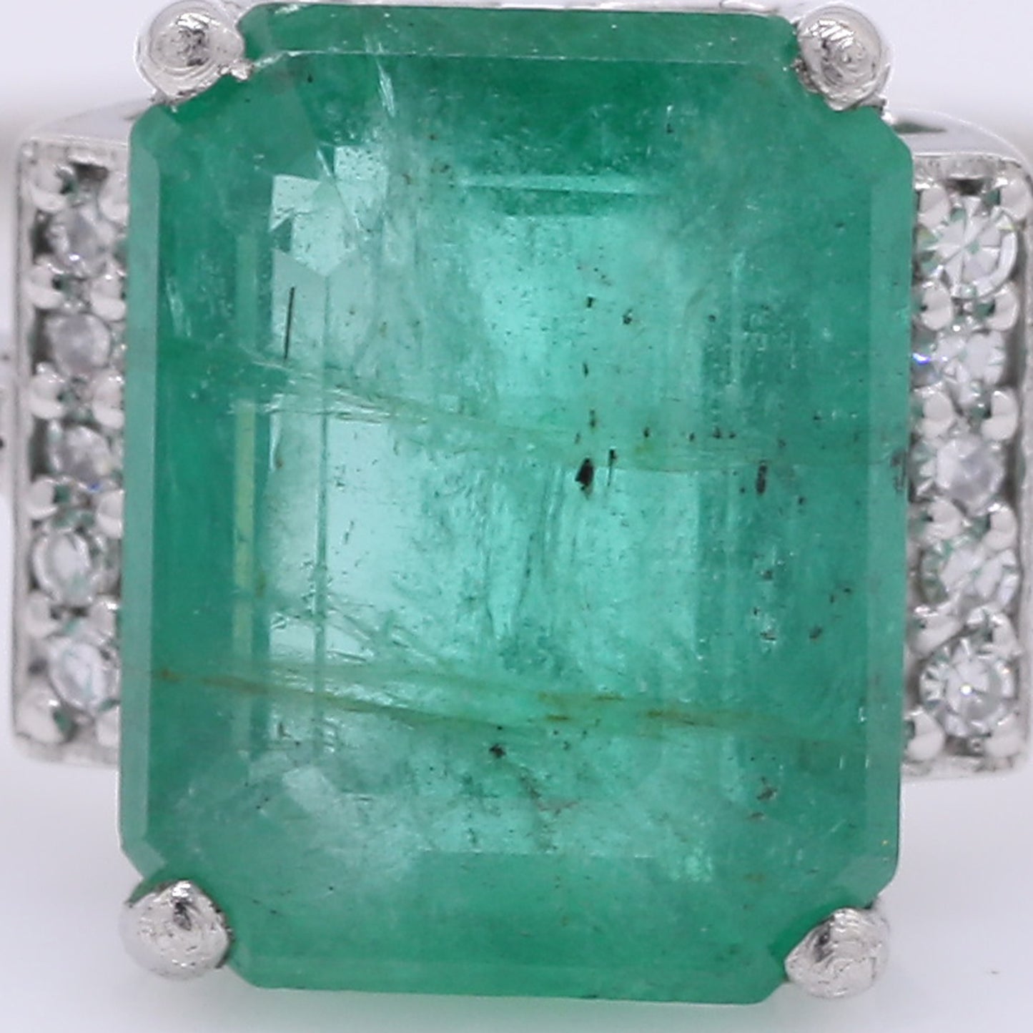 2.38 Ct Octagon Step Cut Natural Emerald 950 Platinum Ring