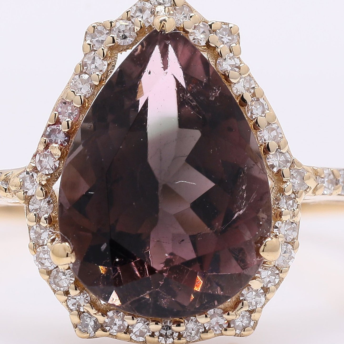 2.33 Ct Pear Mixed Cut Natural Tourmaline 14K Gold Ring