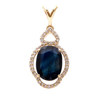 2.90 Ct Oval Natural Sapphire 14K Gold Pendant