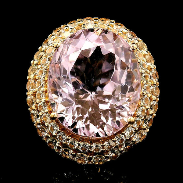 13.92 Ct Oval Kunzite 14K Gold Ring