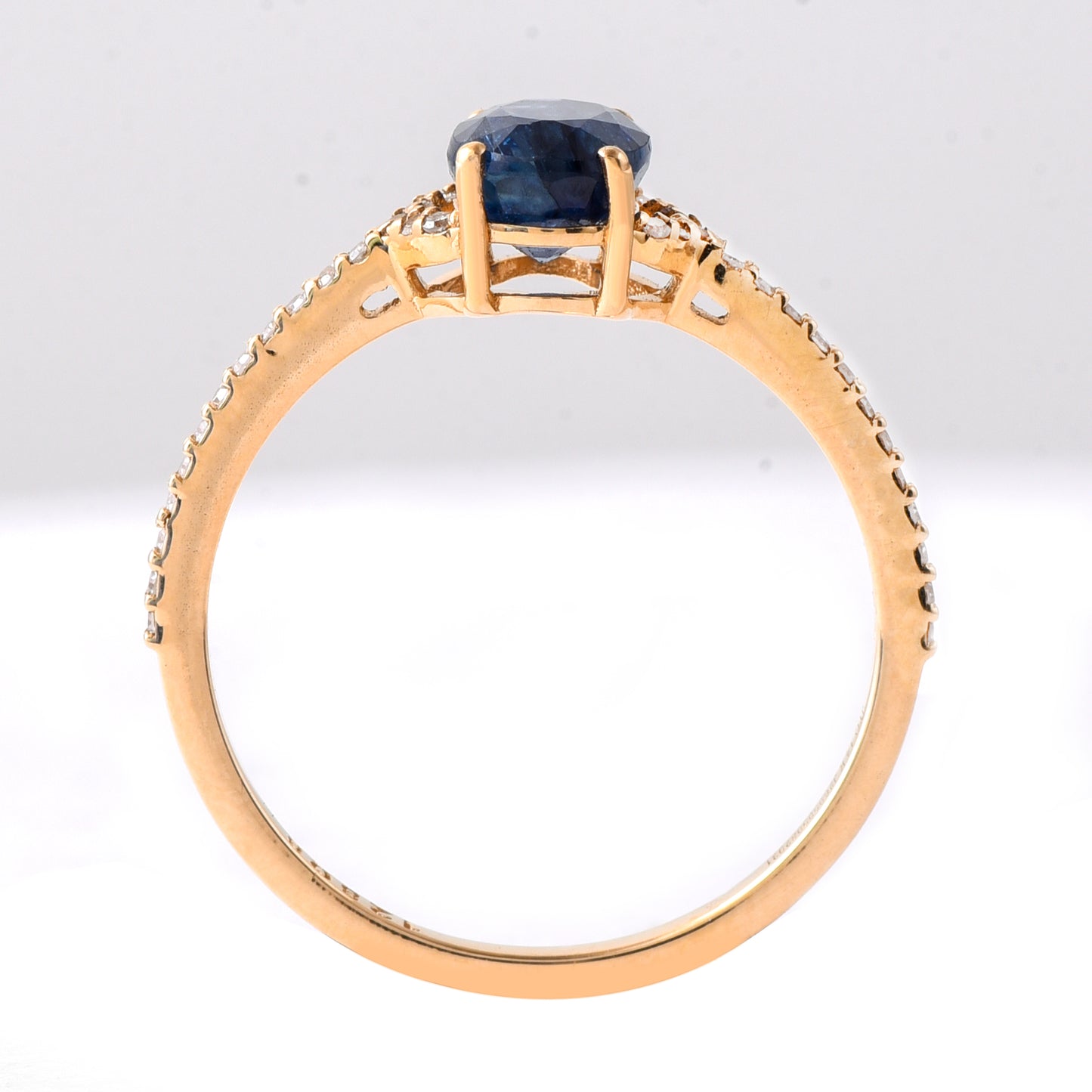 1.50 Ct Oval Mixed Cut Natural Sapphire 14K Gold Ring