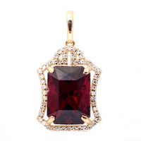 6.29 Ct Octagon Mixed Cut Natural Rhodolite 14K Gold Pendant