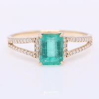 1.25 Ct Octagon Step Cut Natural Emerald 14K Gold Ring