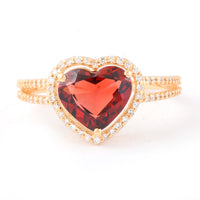 2.35 Ct Heart Mixed Cut Natural Garnet 14K Gold Ring