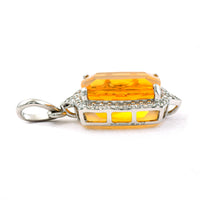 2.93 Ct Cushion Mixed Cut Natural Fire Opal 950 Platinum Pendant