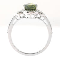 2.95 Ct Oval Mixed Cut Natural Green Sapphire 950 Platinum Ring