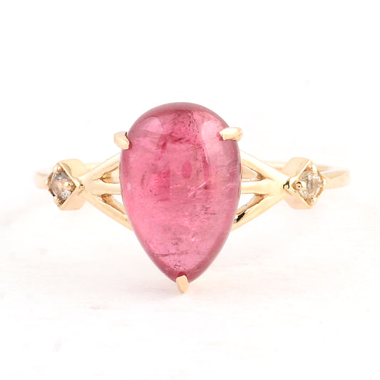 3.74 Ct Pear Tourmaline 14K Gold Ring