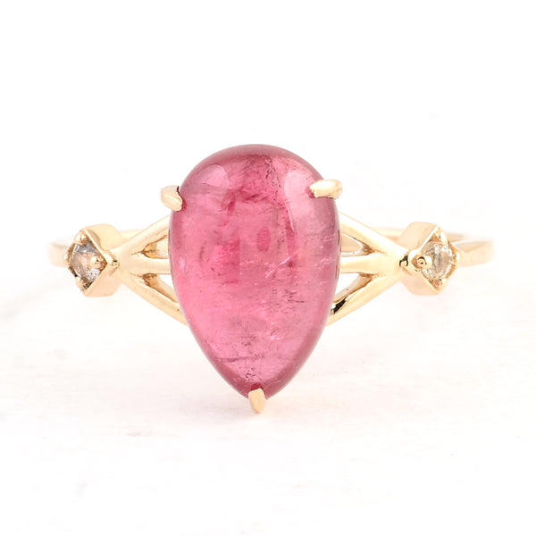 3.74 Ct Pear Tourmaline 14K Gold Ring