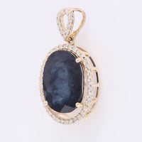 4.57 Ct Oval Mixed Cut Natural Sapphire 14K Gold Pendant