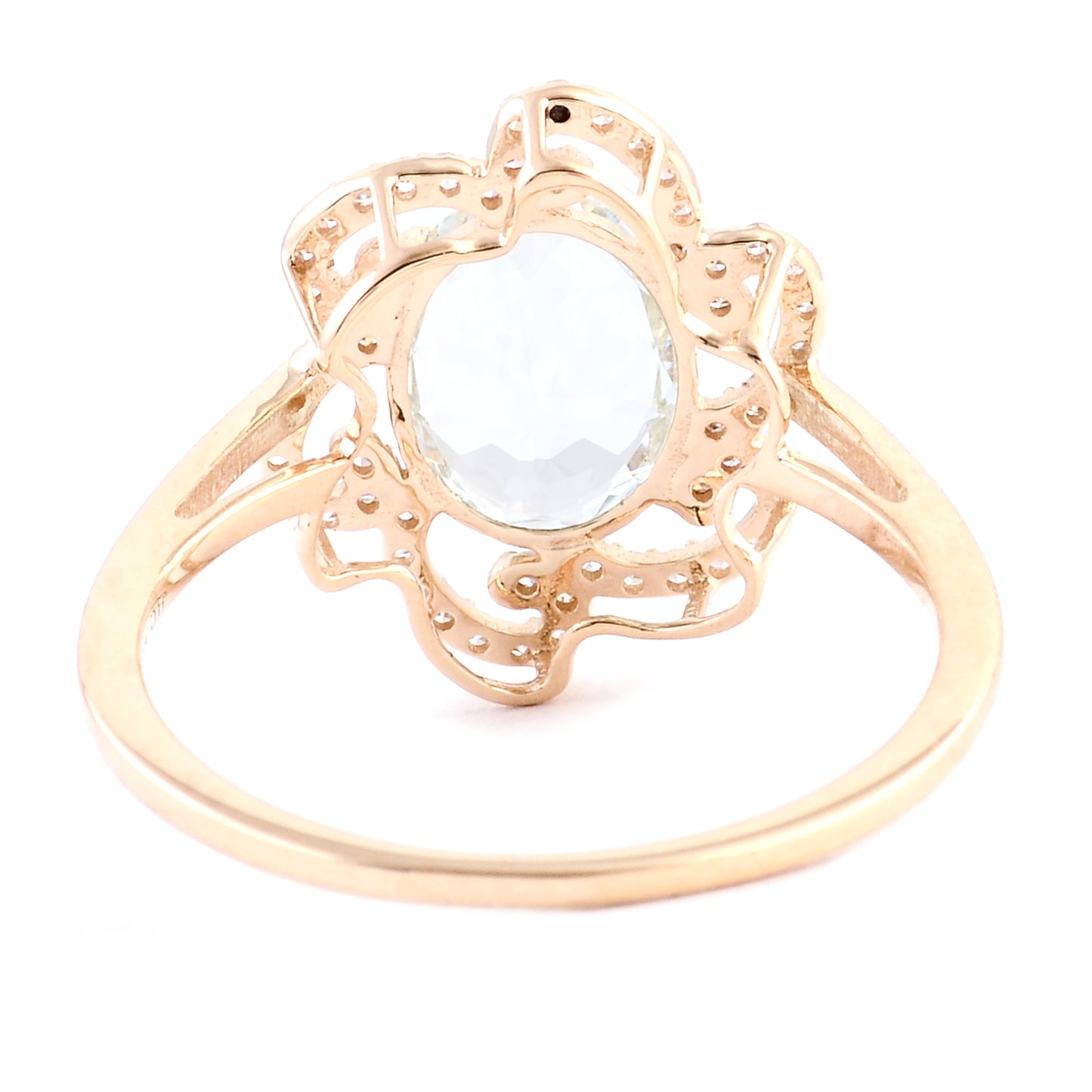 1.52 Ct Oval Mixed Cut Natural Beryl Aquamarine 14K Gold Ring