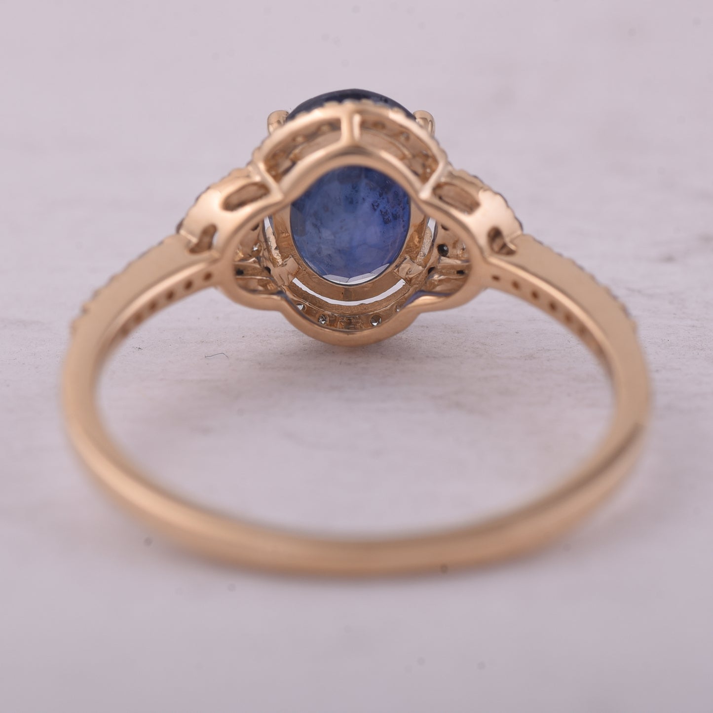 2.03 Ct Oval Mixed Cut Natural Sapphire 14K Gold Ring