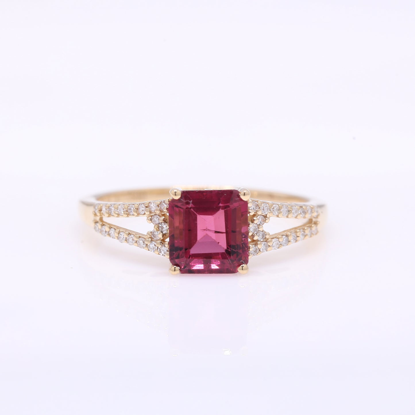 1.48 Ct Octagon Step Cut Natural Tourmaline 14K Gold Ring
