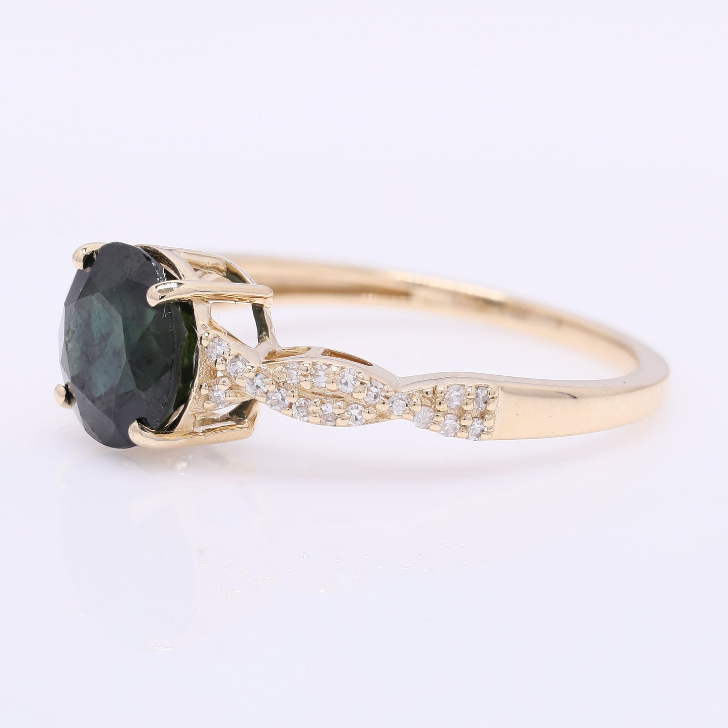 2.51 Ct Round Mixed Cut Natural Sapphire 14K Gold Ring