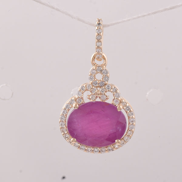 2.81 Ct Oval Ruby 9K Gold Pendant