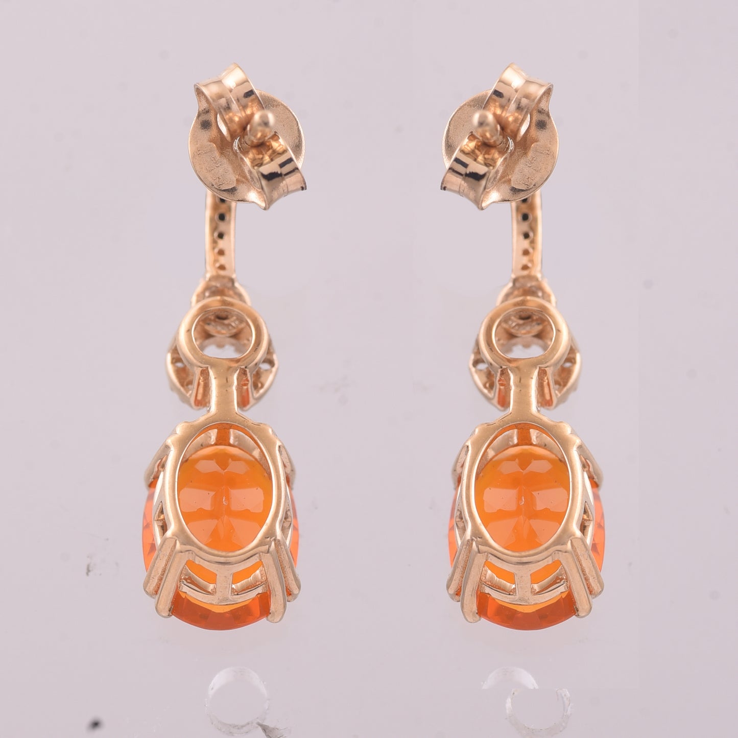 1.74 Ct Oval Mixed Cut Natural Fire Opal 14K Gold Earrings