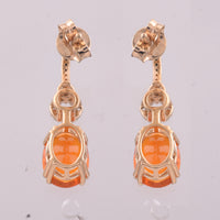 1.74 Ct Oval Mixed Cut Natural Fire Opal 14K Gold Earrings
