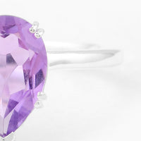 2.58 Ct Pear Amethyst, 925 Sterling Silver Ring