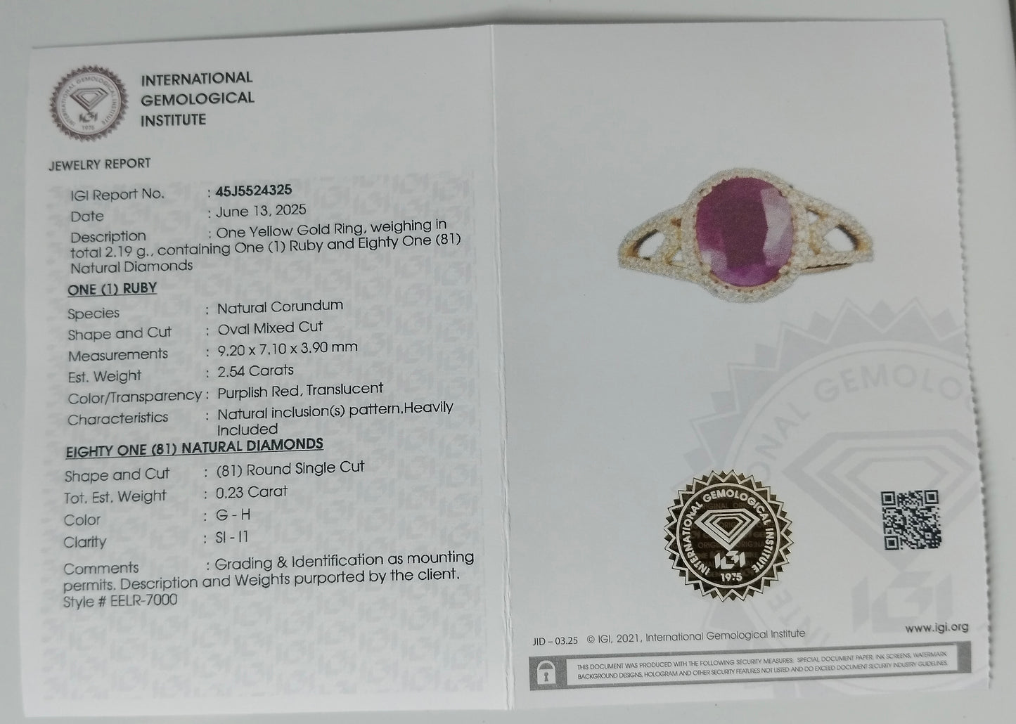 2.77 Ct Oval Mixed Cut Natural Corundum Ruby 14K Gold Ring