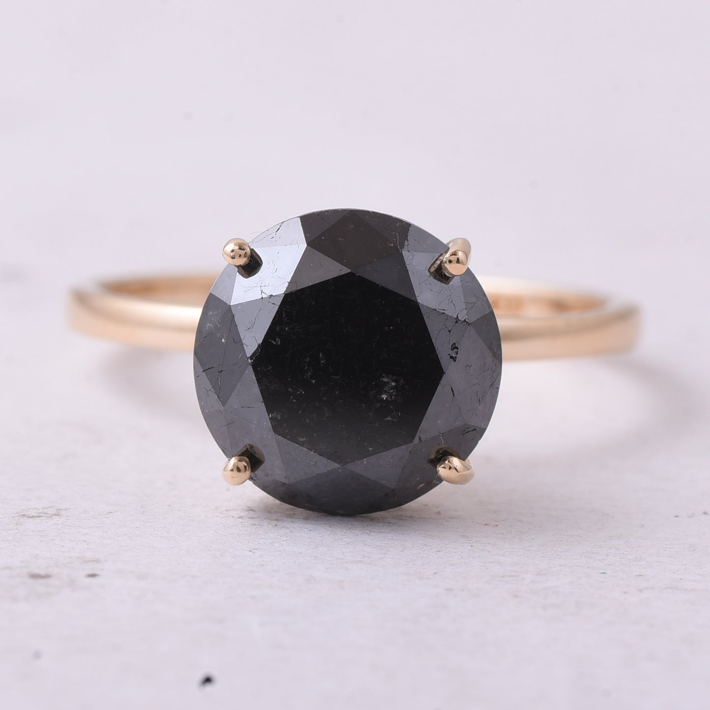 4.86 Ct Round Black Diamond 14K Gold Ring