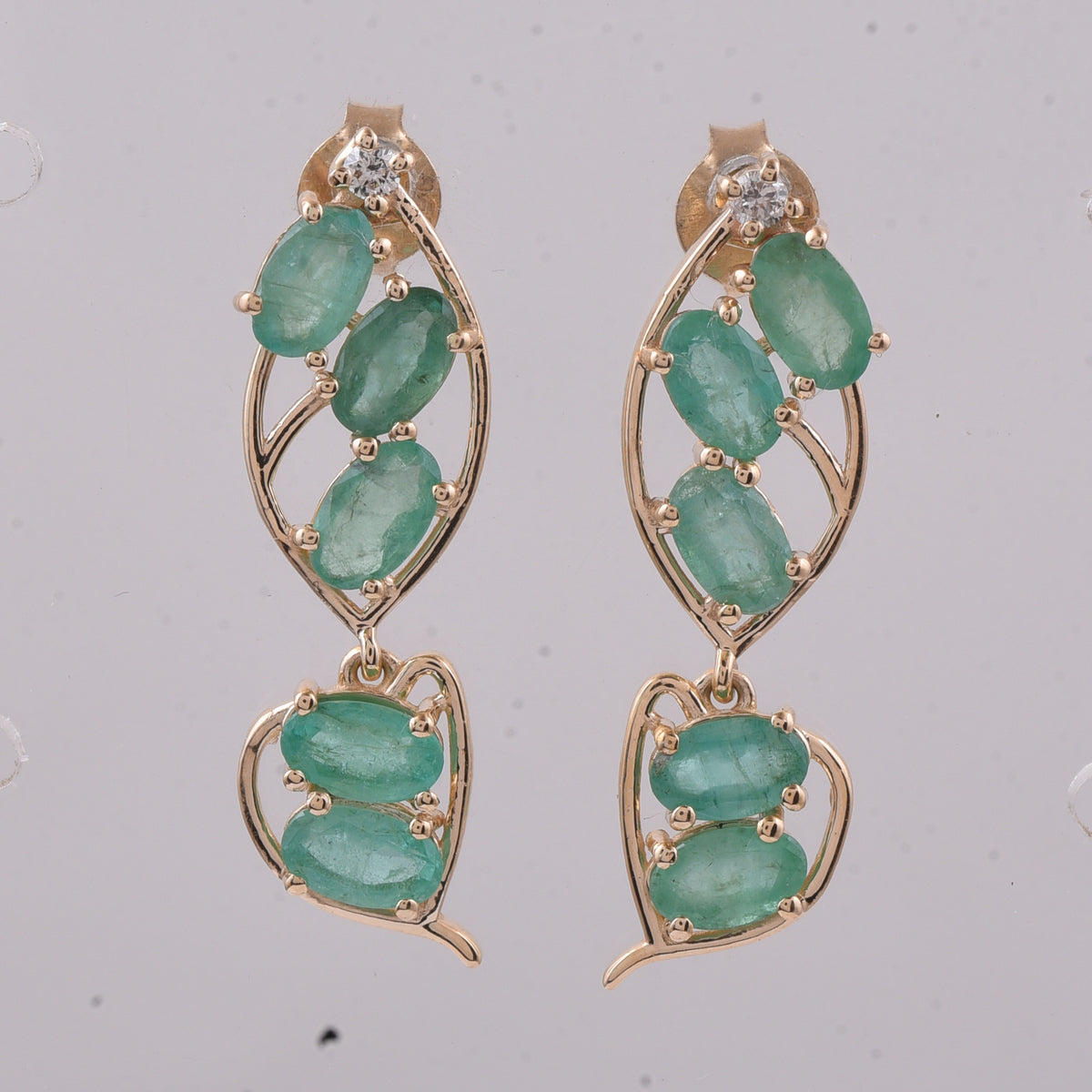 2.51 Ct Oval Natural Emerald 14K Gold Earrings