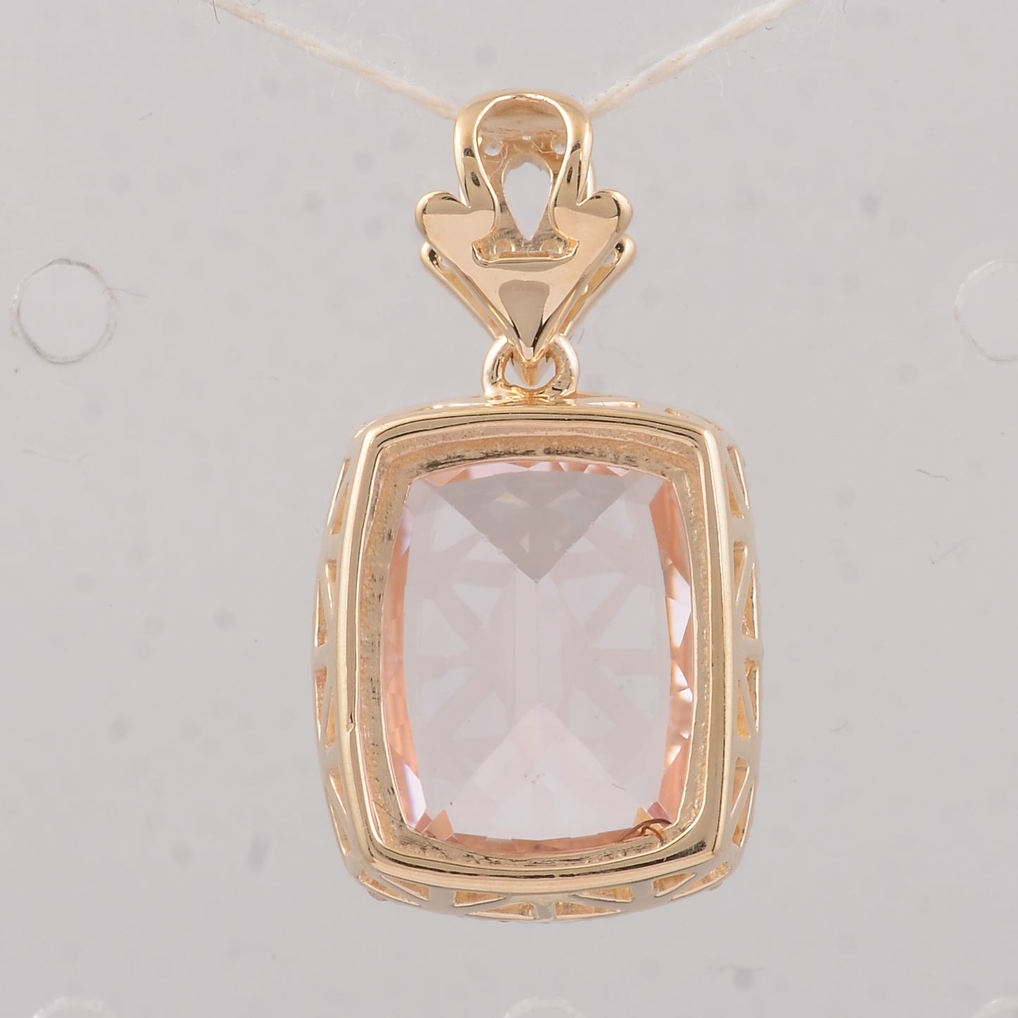 3.55 Ct Cushion Morganite 9K Gold Pendant