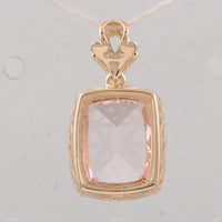 3.55 Ct Cushion Morganite 9K Gold Pendant