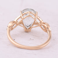 2.68 Ct Pear Mixed Cut Natural Aquamarine 14K Gold Ring