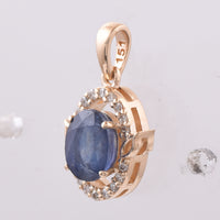 1.51 Ct Oval Natural Sapphire 14K Gold Pendant