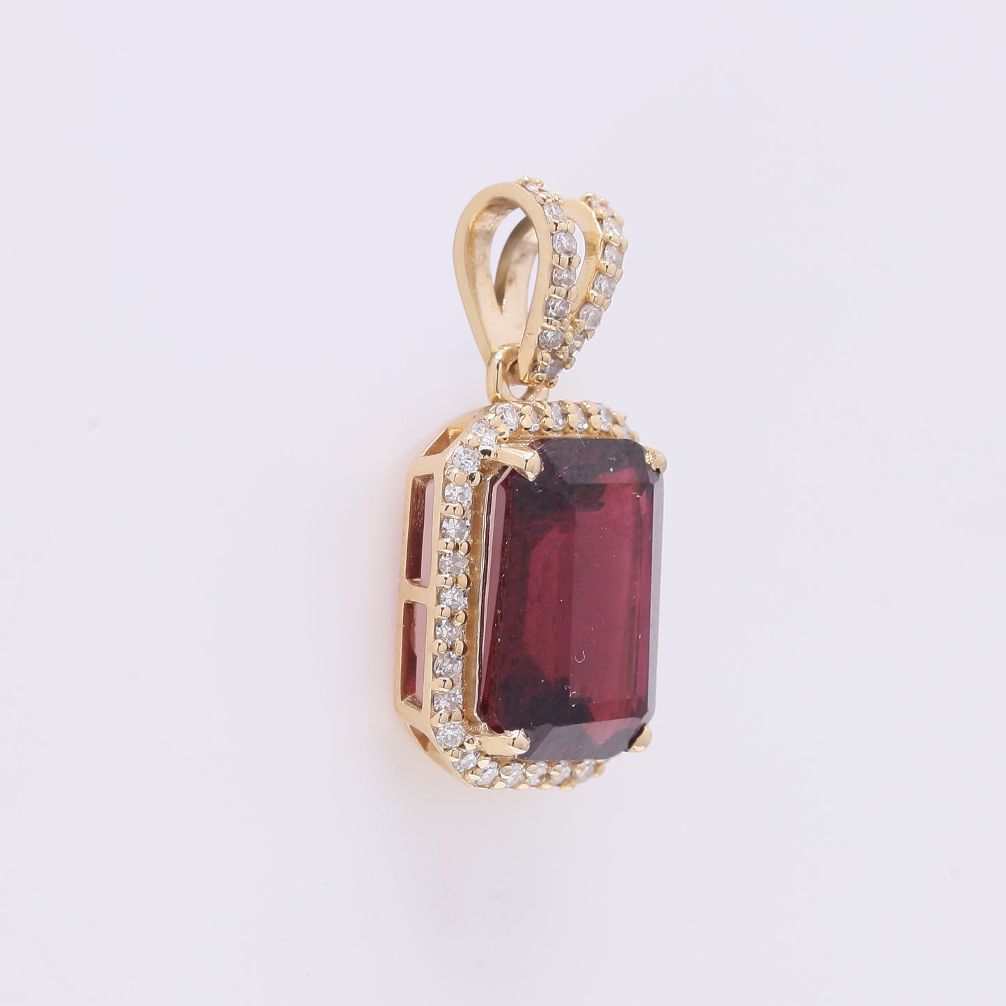 2.42 Ct Octagon Step Cut Natural Rubellite 14K Gold Pendant