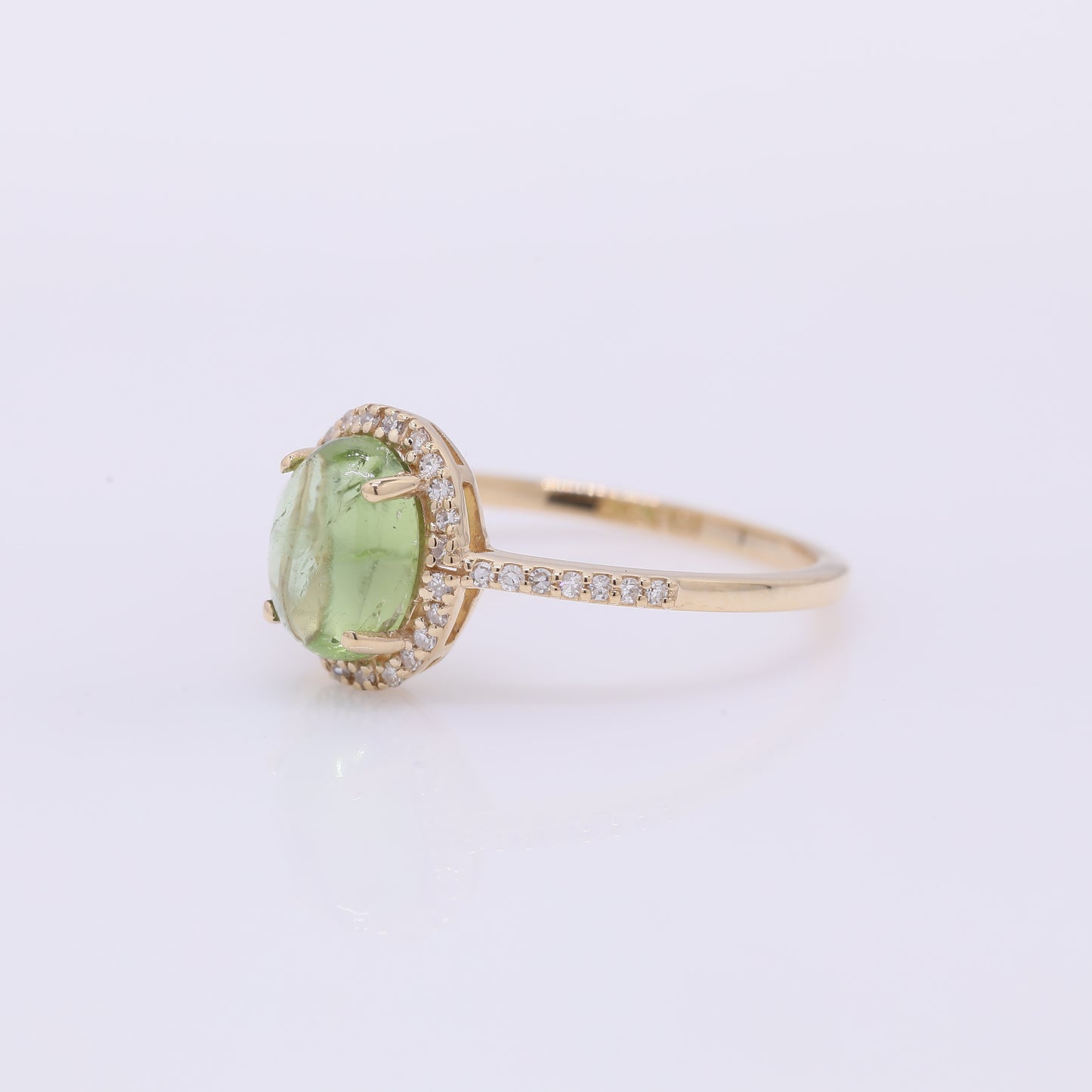 1.48 Ct Oval Cabochon Cut Natural Tourmaline 14K Gold Ring