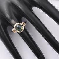 2.02 Ct Oval Mixed Cut Natural Green Sapphire 14K Gold Ring