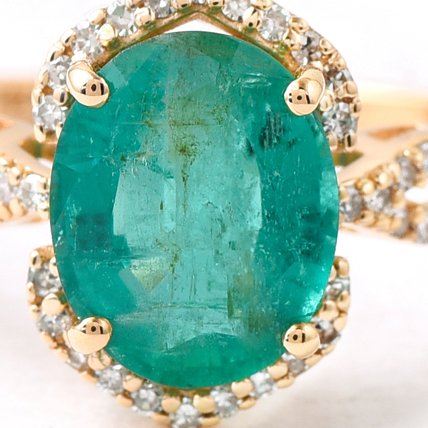 1.89 Ct Oval Mixed Cut Natural Emerald 14K Gold Ring