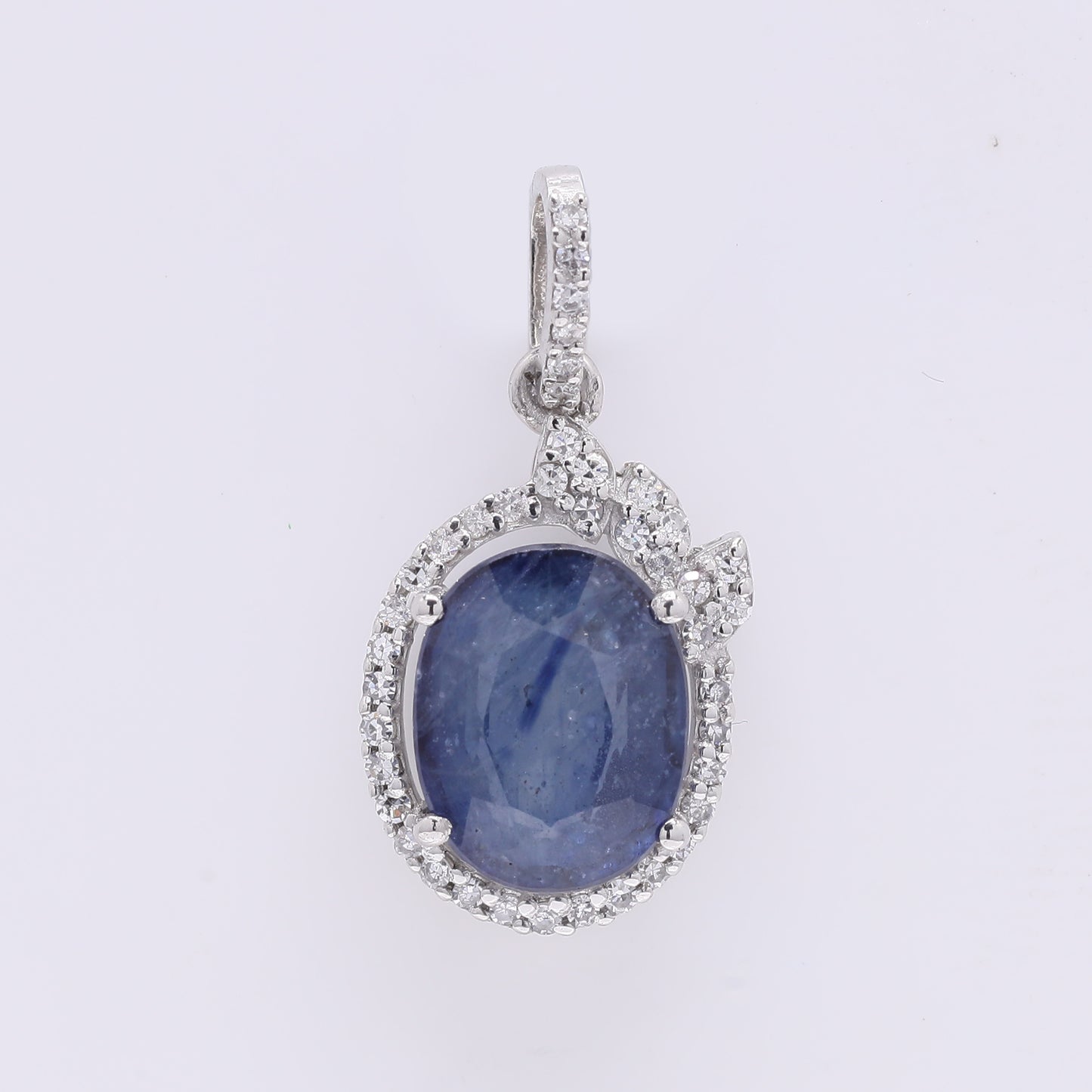 2.79 Ct Oval Mixed Cut Natural Sapphire 950 Platinum Pendant