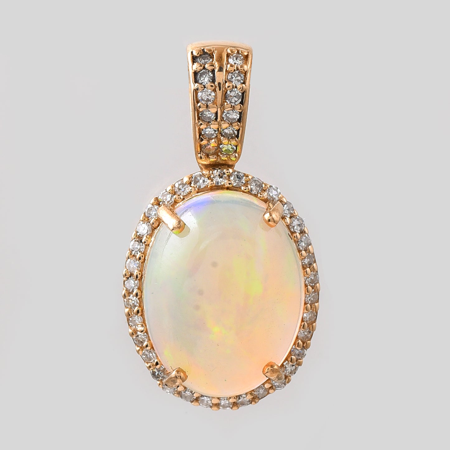2.04 Ct Oval Cabochon Cut Natural Opal 14K Gold Pendant