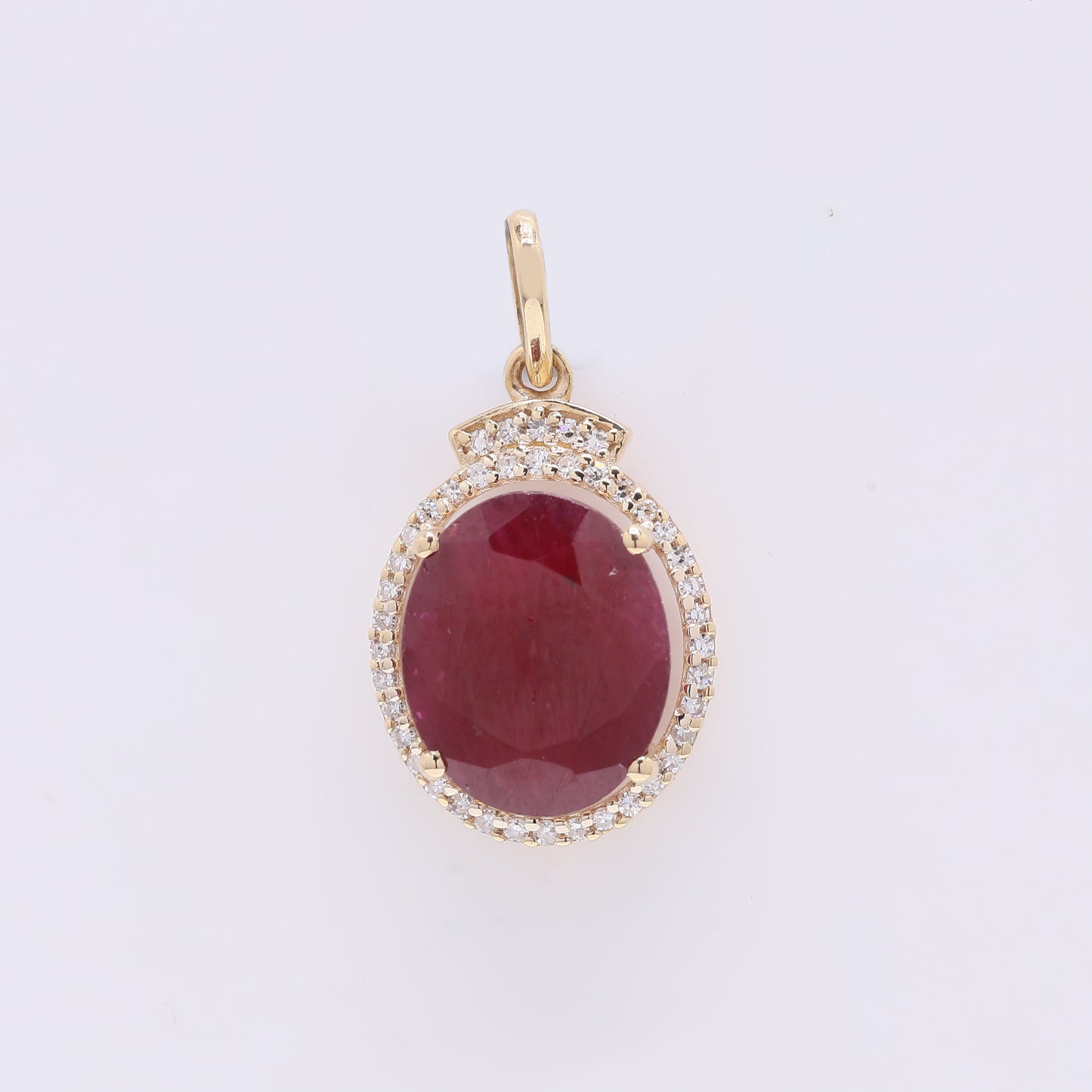 4.91 Ct Oval Mixed Cut Natural Ruby 14K Gold Pendant
