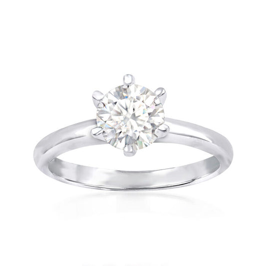 1.00 Carat Moissanite Ring in Sterling Silver. Size 7
