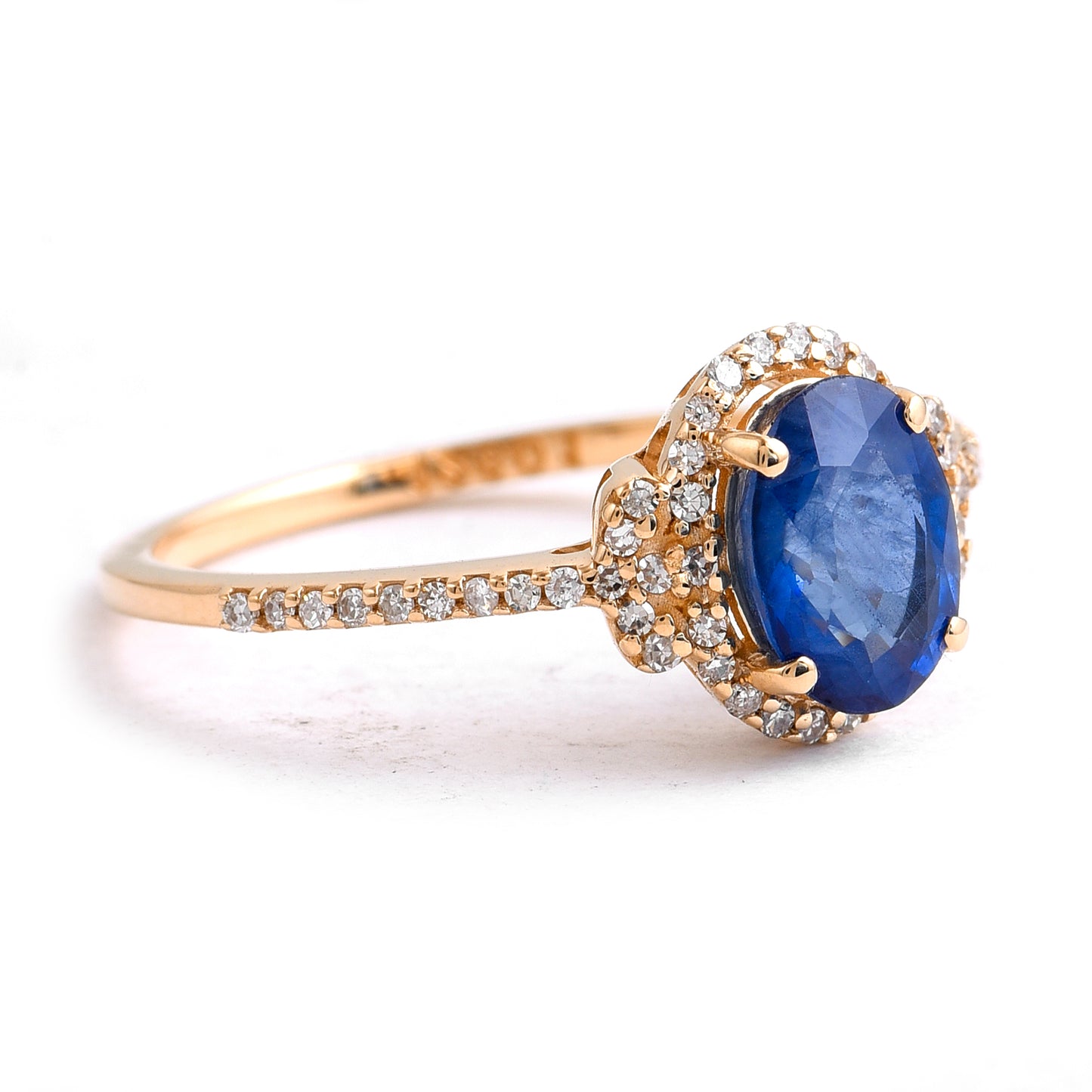 1.53 Ct Oval Mixed Cut Natural Sapphire 14K Gold Ring