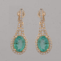 2.10 Ct Oval Emerald 9K Gold Earrings