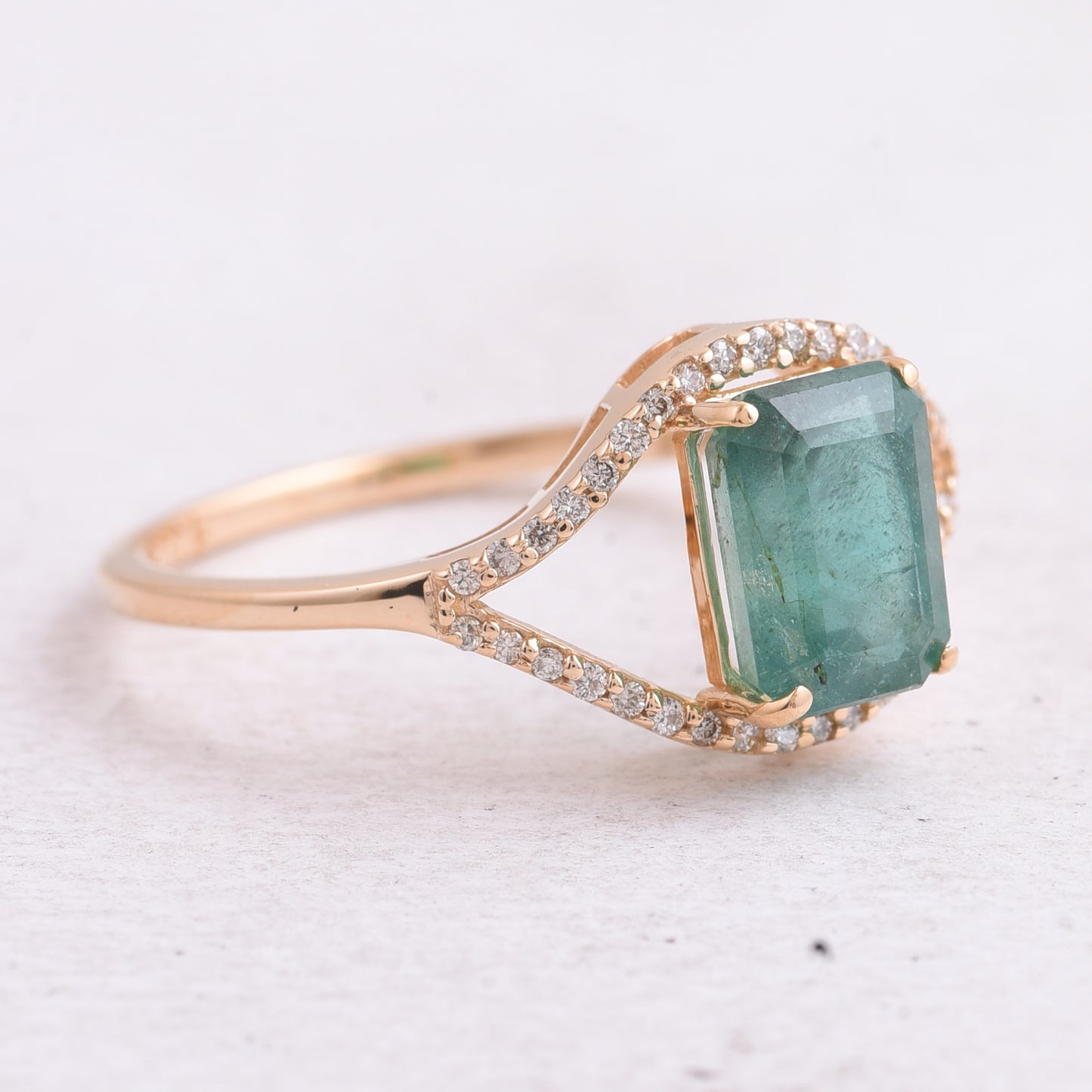 1.80 Ct Octagon Step Cut Natural Emerald 14K Gold Ring