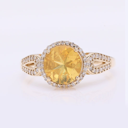 1.35 Ct Round Mixed Cut Natural Fire Opal 14K Gold Ring