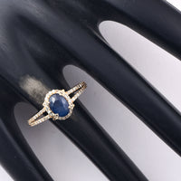 1.65 Ct Oval Mixed Cut Natural Sapphire 14K Gold Ring